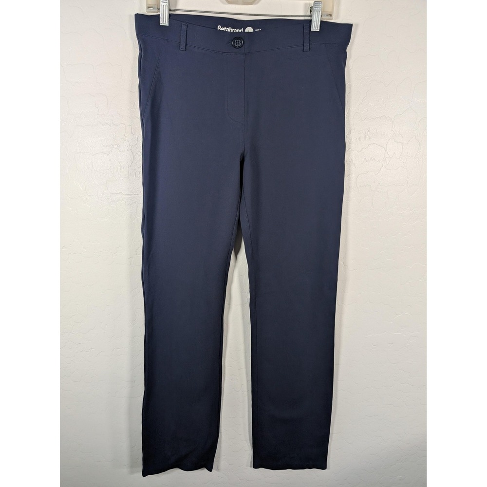 Betabrand Pants Womens Large Navy Blue Dress‎ Yoga Work Trousers Pull On Stretch